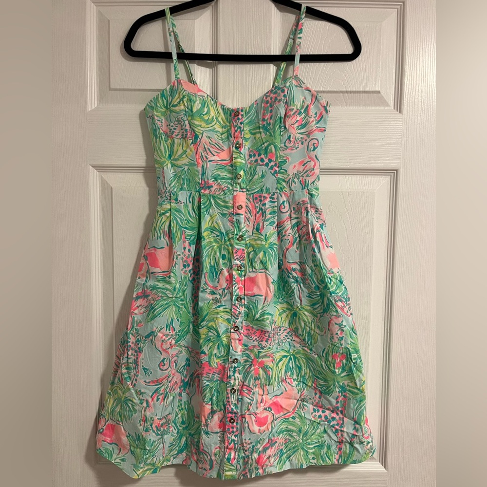 Lilly Pulitzer Tropical Mini Dress in Pink and Green